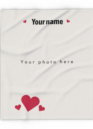 Personalized Birthday Crew Arctic Fleece Blanket — "Prueba No Procesar" Heart Design
