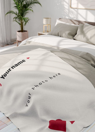 Personalized Birthday Crew Arctic Fleece Blanket — "Prueba No Procesar" Heart Design