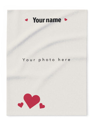 Personalized Birthday Crew Arctic Fleece Blanket — "Prueba No Procesar" Heart Design