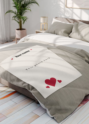 Personalized Birthday Crew Arctic Fleece Blanket — "Prueba No Procesar" Heart Design
