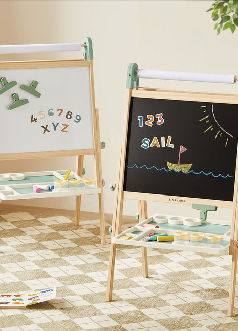 Tiny Land® Magnitales Easel for Kids - Magnetic & Dry-Erase Art Easel for Children