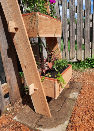 3-Tier Vertical Cedar Standing Planter Box - Eco-Friendly Raised Garden Planter