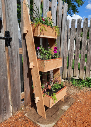 3-Tier Vertical Cedar Standing Planter Box - Eco-Friendly Raised Garden Planter