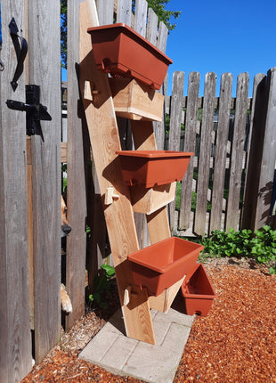 3-Tier Vertical Cedar Standing Planter Box - Eco-Friendly Raised Garden Planter