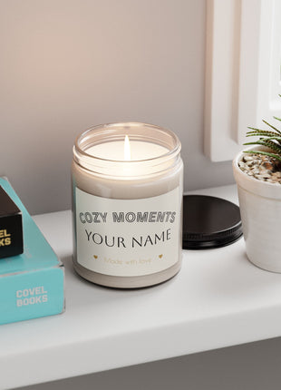 Cozy Moments Scented Soy Candle — 9oz "Cozy Moments" Jar (Made with Love)