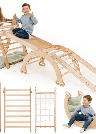 5in1 Climbing Set – Montessori Wooden Play Gym for Kids