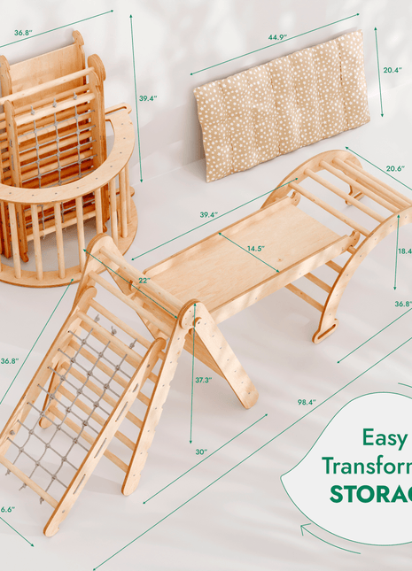 5in1 Climbing Set – Montessori Wooden Play Gym for Kids
