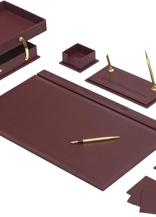 Premium 12-Piece Leather Desk Organizer Set - MOOG Classic Office Storage & Accessories