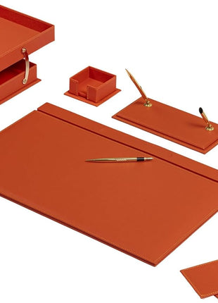 Premium 12-Piece Leather Desk Organizer Set - MOOG Classic Office Storage & Accessories