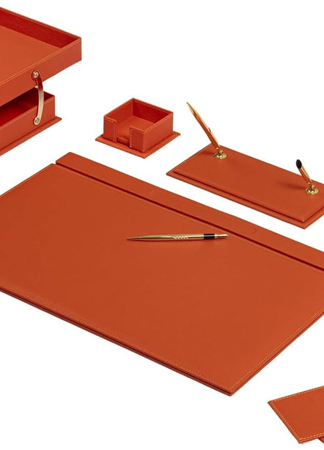 Premium 12-Piece Leather Desk Organizer Set - MOOG Classic Office Storage & Accessories