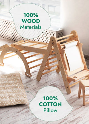 6-in-1 Montessori Climbing Set – Wooden Triangle Ladder Play Gym for Kids