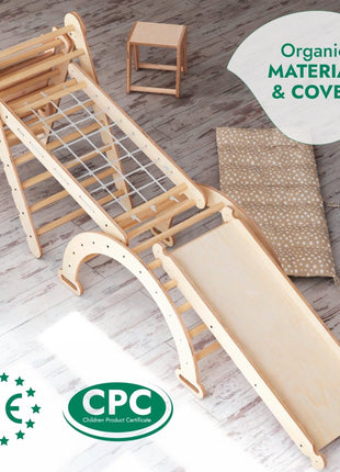 6-in-1 Montessori Climbing Set – Wooden Triangle Ladder Play Gym for Kids