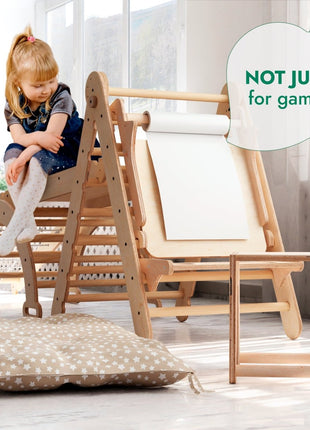 6-in-1 Montessori Climbing Set – Wooden Triangle Ladder Play Gym for Kids