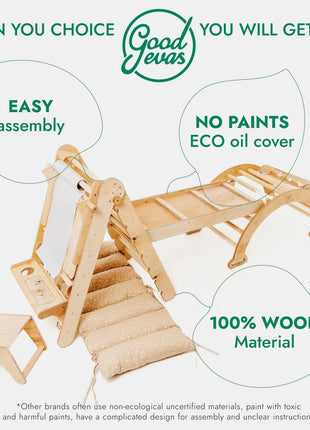 6-in-1 Montessori Climbing Set – Wooden Triangle Ladder Play Gym for Kids