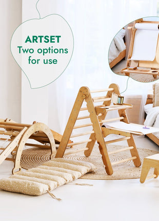 6-in-1 Montessori Climbing Set – Wooden Triangle Ladder Play Gym for Kids