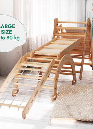 6-in-1 Montessori Climbing Set – Wooden Triangle Ladder Play Gym for Kids
