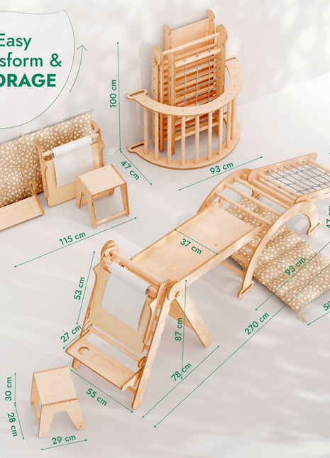 6-in-1 Montessori Climbing Set – Wooden Triangle Ladder Play Gym for Kids