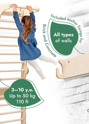 6-in-1 Montessori Climbing Set – Wooden Triangle Ladder Play Gym for Kids