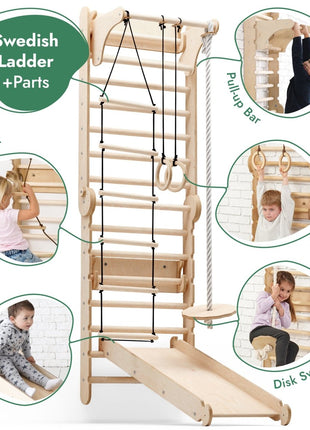 6-in-1 Montessori Climbing Set – Wooden Triangle Ladder Play Gym for Kids