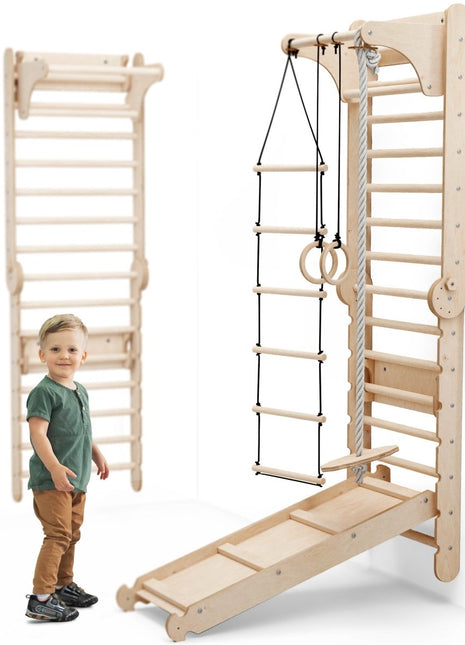 6-in-1 Montessori Climbing Set – Wooden Triangle Ladder Play Gym for Kids