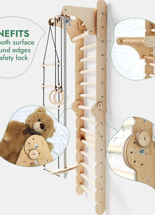 6-in-1 Montessori Climbing Set – Wooden Triangle Ladder Play Gym for Kids