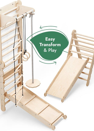 6-in-1 Montessori Climbing Set – Wooden Triangle Ladder Play Gym for Kids