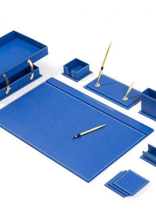 Premium 12-Piece Leather Desk Organizer Set - MOOG Classic Office Storage & Accessories