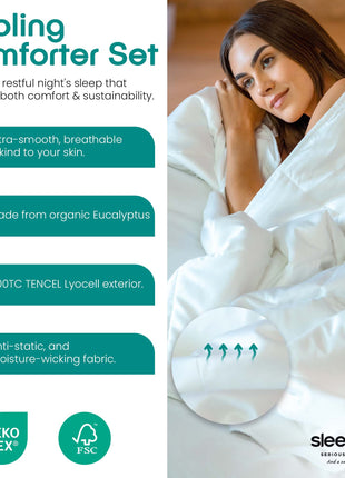 Cooling Comforter Set – Eucalyptus Silk Temperature-Regulating Bedding Set