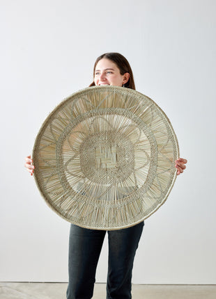 Binga Lace Blonde Basket – Handwoven Wall Décor