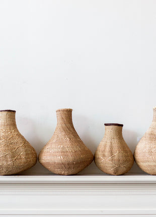 Binga Nongo Natural Woven Gourd Basket - Handmade Decorative Accent Piece