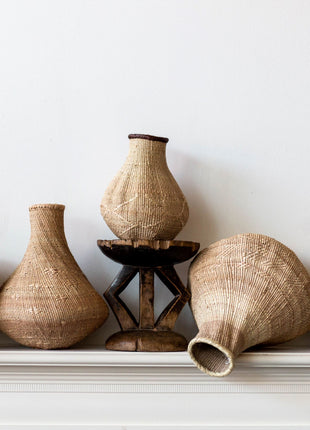 Binga Nongo Natural Woven Gourd Basket - Handmade Decorative Accent Piece