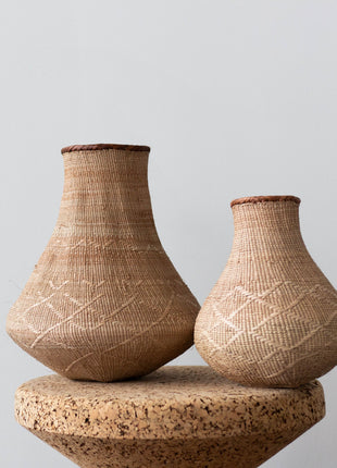 Binga Nongo Natural Woven Gourd Basket - Handmade Decorative Accent Piece
