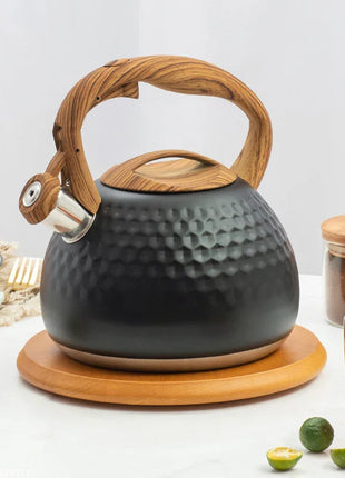 DecorBites™ 3L Stainless Steel Whistle Boiling Kettle | Hammer Pattern Sound Kettle for Gas and Induction Cookers