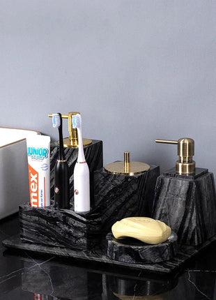 DecorBites™ Ancient Wood Grain Marble Bathroom Set with Luxury Accessories