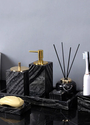 DecorBites™ Ancient Wood Grain Marble Bathroom Set with Luxury Accessories