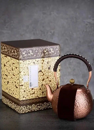 Handmade Copper Tea Pot with Knitting Handle – Luxury Chinese Tea Set