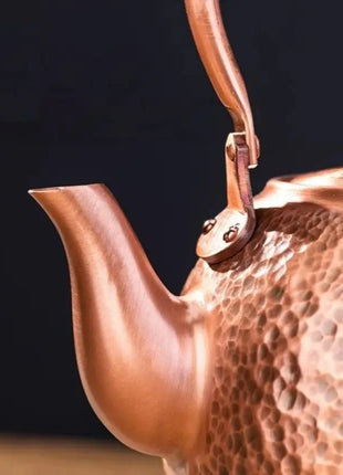 Handmade Copper Tea Pot with Knitting Handle – Luxury Chinese Tea Set