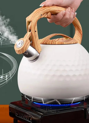 DecorBites™ 3L Stainless Steel Whistle Boiling Kettle | Hammer Pattern Sound Kettle for Gas and Induction Cookers