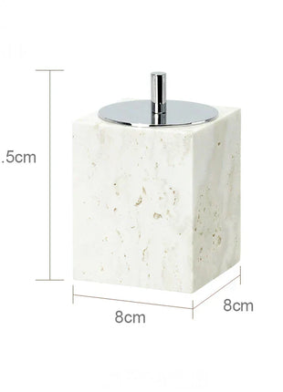 DecorBites™ Beige Travertine Marble Bathroom Set - Soap Dispenser Toothbrush Holder Tissue Box