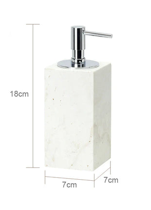 DecorBites™ Beige Travertine Marble Bathroom Set - Soap Dispenser Toothbrush Holder Tissue Box