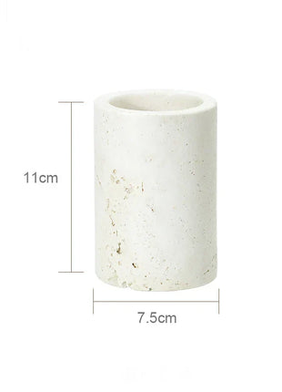 DecorBites™ Beige Travertine Marble Bathroom Set - Soap Dispenser Toothbrush Holder Tissue Box