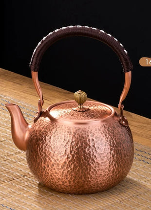 Handmade Copper Tea Pot with Knitting Handle – Luxury Chinese Tea Set