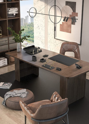 Premium 12-Piece Leather Desk Organizer Set - MOOG Classic Office Storage & Accessories
