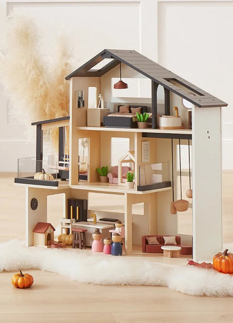 Tiny Land® Sweetwood Edge Dollhouse – Eco-Friendly Wooden Dollhouse for Kids