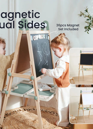 Tiny Land® Magnitales Easel for Kids - Magnetic & Dry-Erase Art Easel for Children