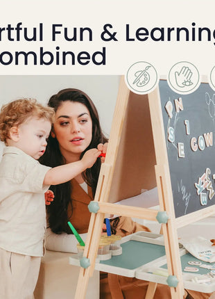 Tiny Land® Magnitales Easel for Kids - Magnetic & Dry-Erase Art Easel for Children