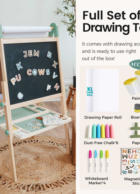 Tiny Land® Magnitales Easel for Kids - Magnetic & Dry-Erase Art Easel for Children