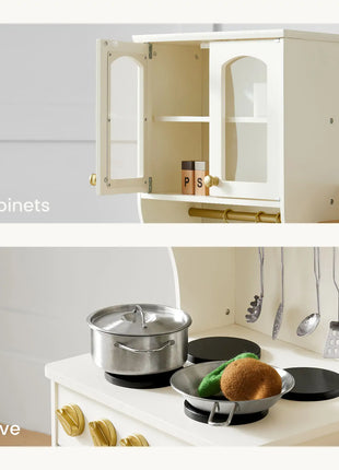 Wooden Play Kitchen with Storage for Toddlers by Tiny Land®