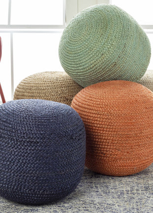 Kaumakani Knitted Jute Round Pouf - Eco-Friendly Floor Pouf Ottoman