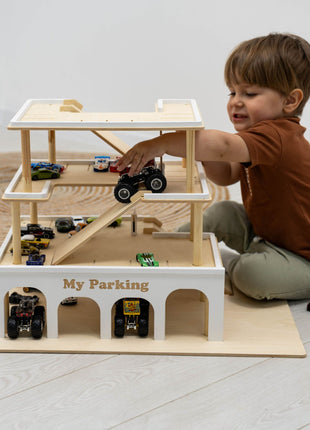 Wooden Toy Parking Garage - Kids Playset
